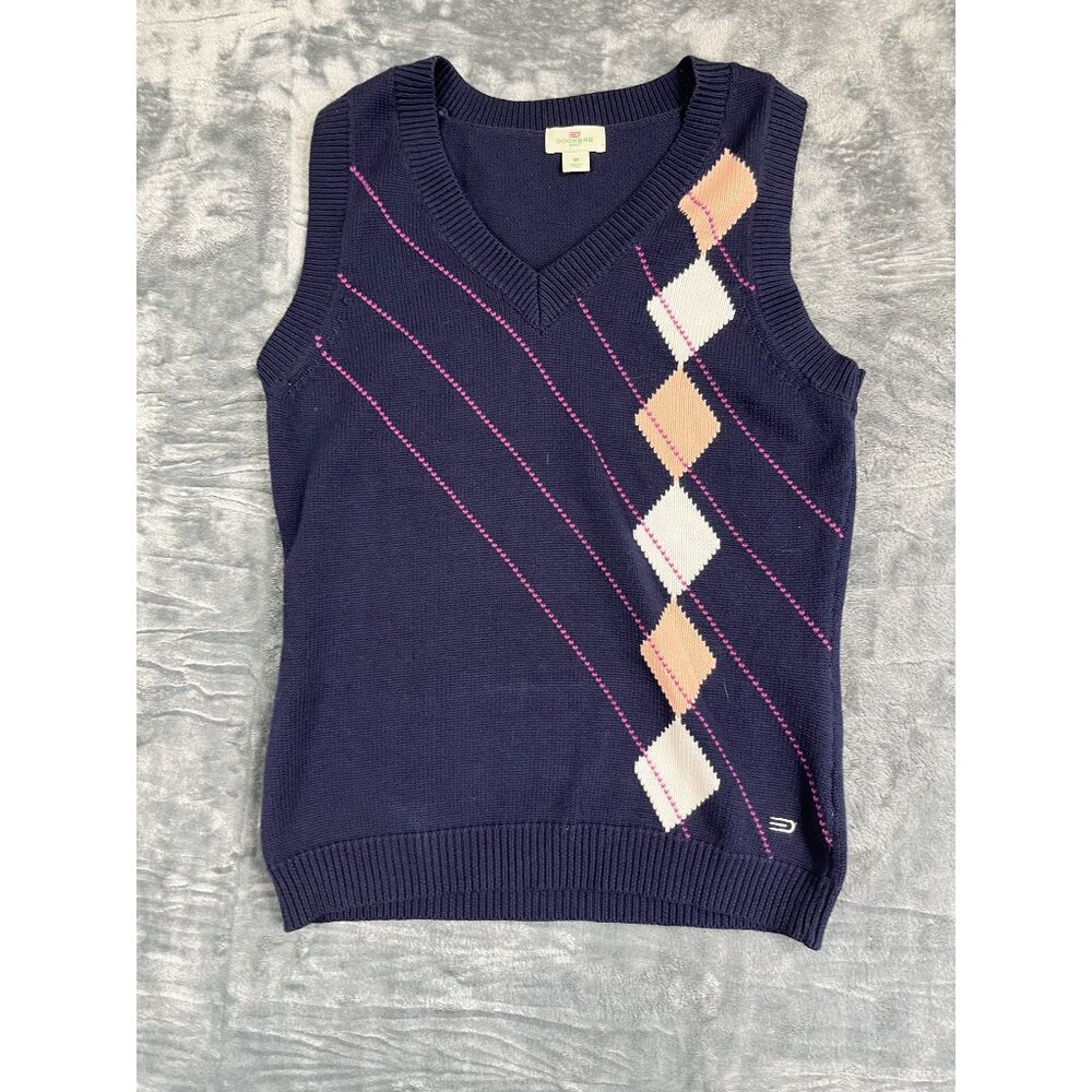 Dockers Golf Mens Argyle Knit Sweater Vest Navy Pink Beige Size M  Pullover